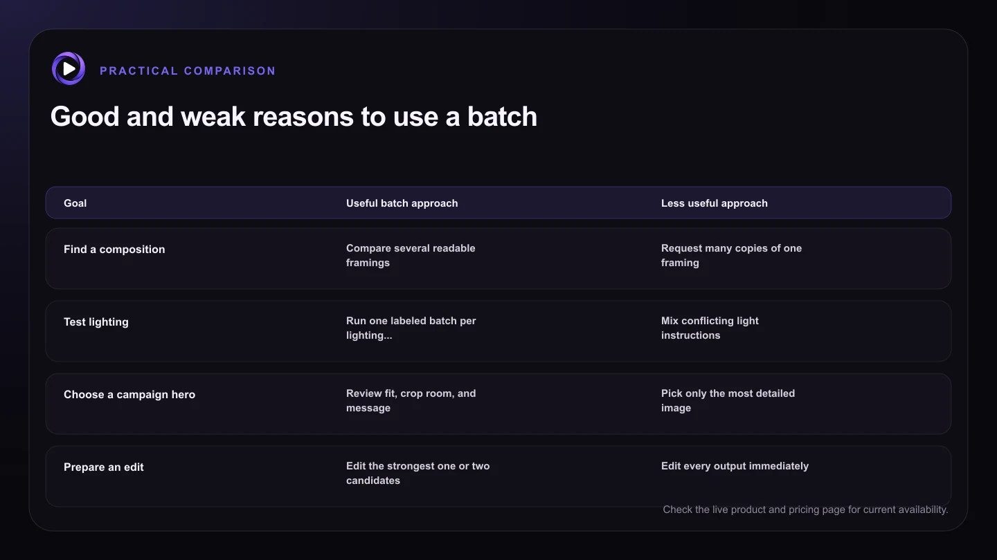 Good and weak reasons to use a batch