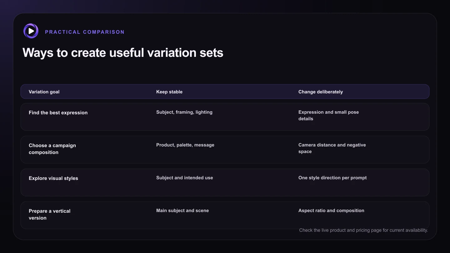Ways to create useful variation sets